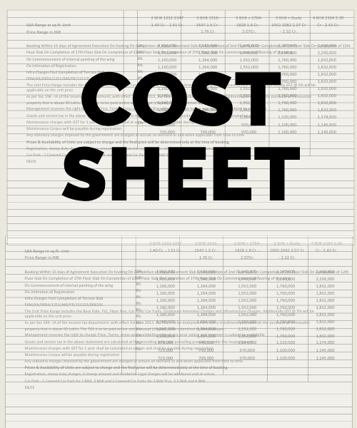 Cost Sheet